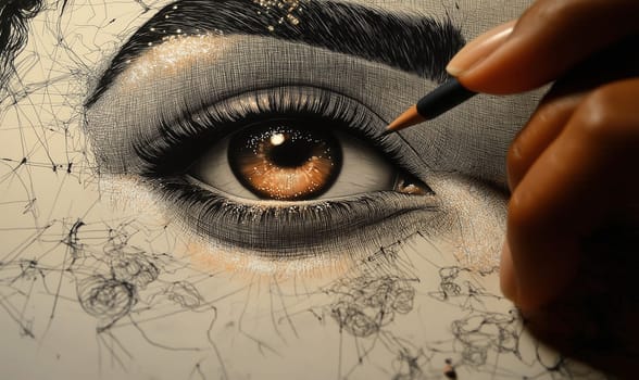 Creating abstract portrait of female face. Selective focus.