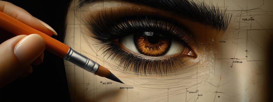 Creating abstract portrait of female face. Selective focus.