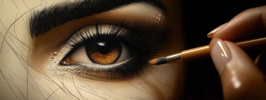 Creating abstract portrait of female face. Selective focus.