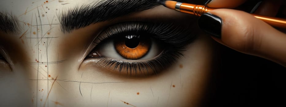 Creating abstract portrait of female face. Selective focus.