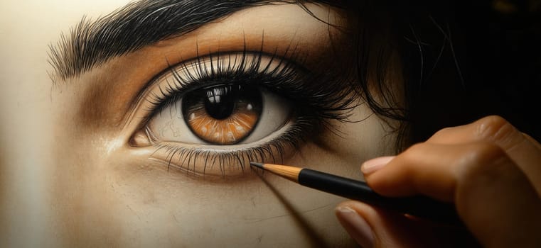 Creating abstract portrait of female face. Selective focus.