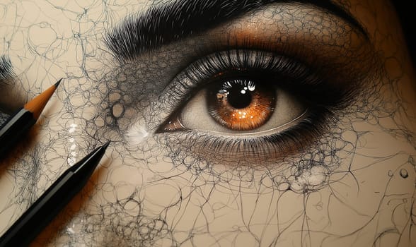Creating abstract portrait of female face. Selective focus.