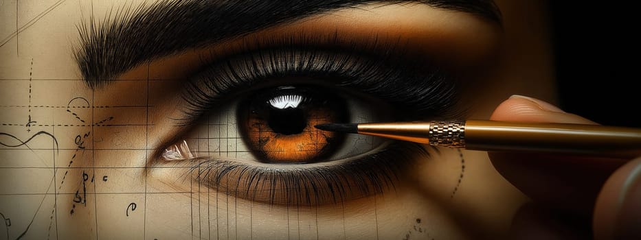 Creating abstract portrait of female face. Selective focus.