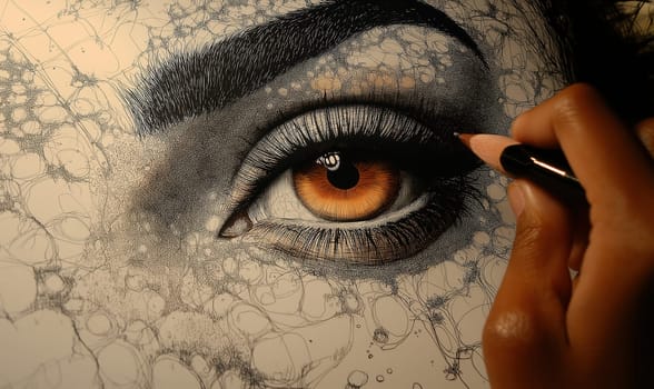 Creating abstract portrait of female face. Selective focus.