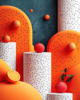 Creative background with geometric shapes create a bright composition. Selective focus.