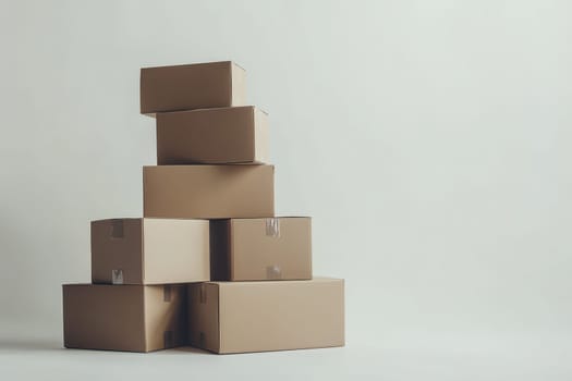 Stack of cardboard boxes isolated on white background..