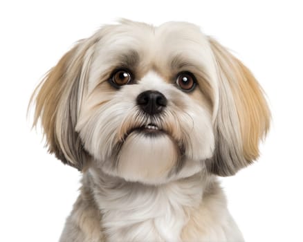 Cute Lhasa Apso isolated on a white background. Ai generated image