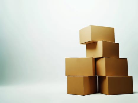several brown cardboard boxes on top of each other on a isolated white background stock photo, in the style of uhd image, the snapshot aesthetic, moving new office concept --ar 3:2 --stylize 150 --v 6.1 Job ID: 0d8ef11e-9939-4369-984e-f48bd0ca10bc