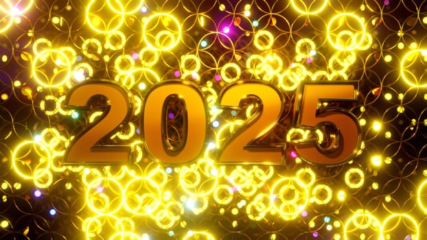 Happy New Year 2025, 3D illustration Background for advertising and wallpaper in festival  and celebrate scene. 3D rendering in decorative concept.