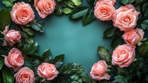 Soft pink rose on pink denim background banner..