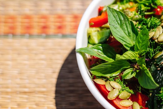 Energy of fresh raw vegetable healthy food, summer sunny mood.