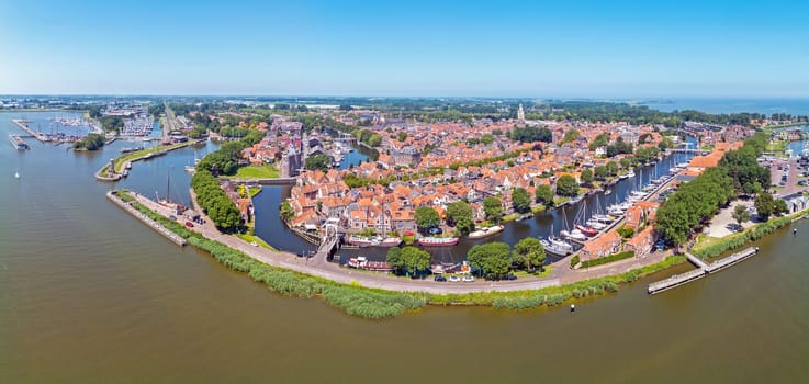 Aerial panorama from the historical city Enkhuizen in the Netherlands
