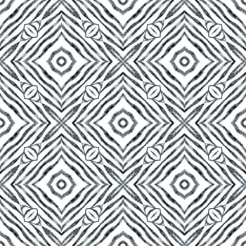 Textile ready outstanding print, swimwear fabric, wallpaper, wrapping. Black and white fantastic boho chic summer design. Hand drawn green mosaic seamless border. Mosaic seamless pattern.