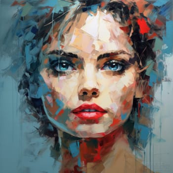 Portrait of a beautiful woman painted with bright colors. High quality photo