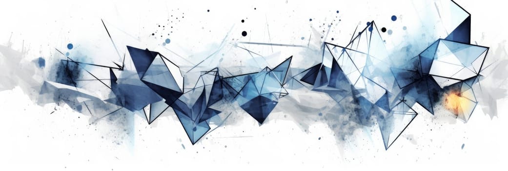 Abstract watercolor artwork mixed with buzzy geometric shapes for background of social media banner generative AI image