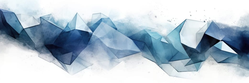 Abstract watercolor artwork mixed with buzzy geometric shapes for background of social media banner generative AI image