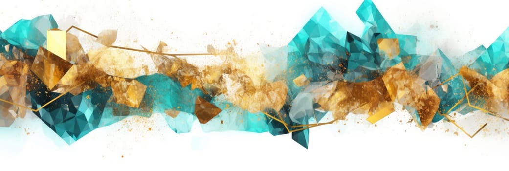 Abstract watercolor artwork mixed with buzzy geometric shapes for background of social media banner generative AI image