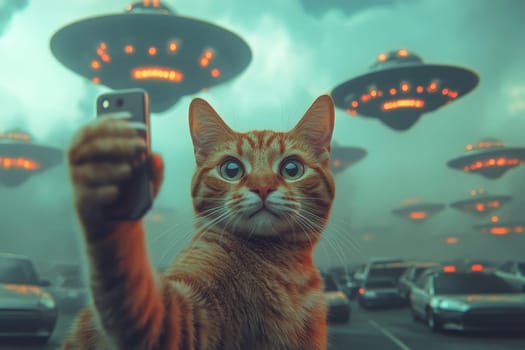 Alien encounter: a portrait capturing mystery of UFO sightings, extraterrestrial presence, unknown, highlighting humanity curiosity and intrigue with possible life beyond Earth.