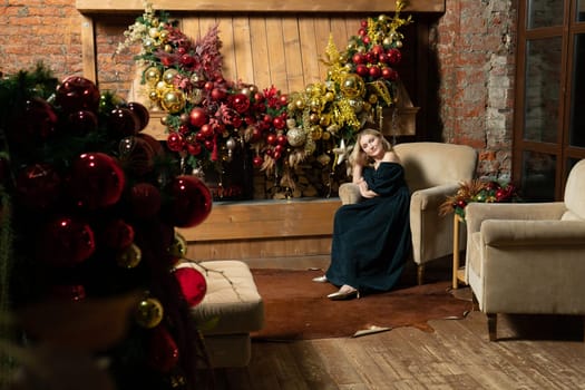 year girl fireplace tree alone woman christmas cozy celebration holiday new home young