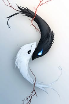 Creative banner: yin-yang symbol, harmonious contrast, balanced energy, spiritual duality, artistic design, minimalist expression, dynamic flow, philosophical theme, serene aesthetic