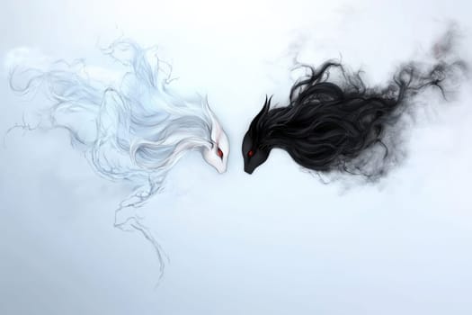 Yin and yang: creative banner, balanced design, symbolic harmony, duality concept, minimalist style, artistic expression, spiritual balance, cultural symbolism, dynamic energy, serene composition