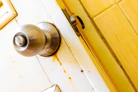 Dirty rusty door knob on Koh Phi Phi Don island in Ao Nang Amphoe Mueang Krabi Thailand in Southeast Asia.