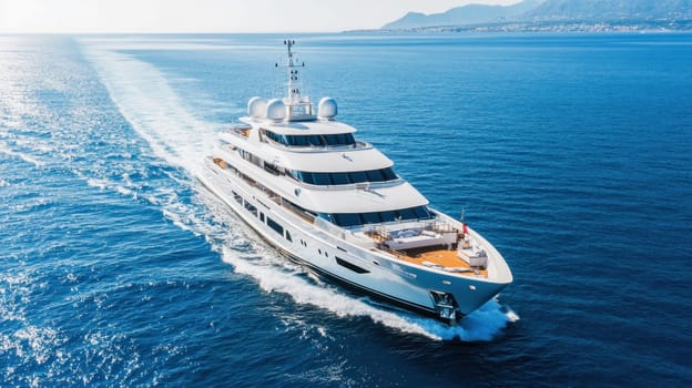 Large luxury yacht sailing on a beautiful sunny day in the ocean