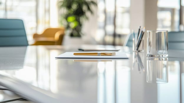 Contract and golden pen are waiting to be signed in a modern office