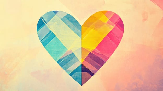 Geometric heart composed of colorful triangles evokes feelings of love, affection, and connection