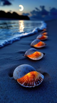 Seashell Treasure: smooth conch, ocean breeze, coastal elegance, shoreline serenity, beachside retreat, calming environment, romantic vibes, sea breeze, nature's artistry