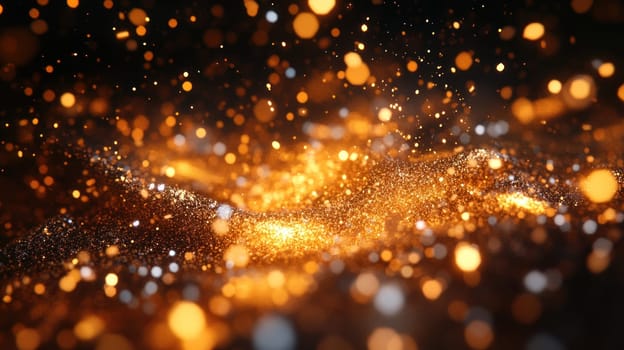 mesmerizing display of shimmering gold and silver particles creates magical atmosphere, perfect for celebrating New Year 2025.