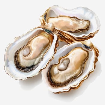 A vivid portrayal of fresh open oysters highlighting their smooth texture and natural sheen, ideal for seafood dishes, gourmet menus, or culinary presentations.