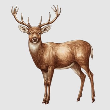 Detailed illustration of a deer featuring realistic textures and colors, ideal for projects related to wildlife, nature, and animal studies. Perfect for educational and creative use.