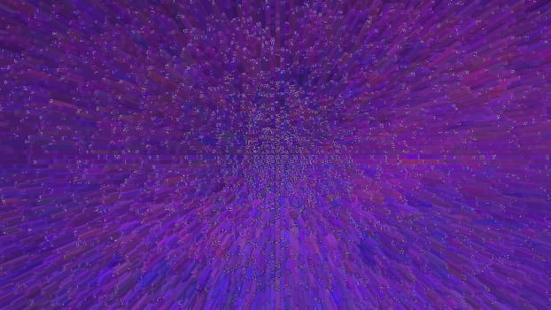 Illustration for magenta design in the form of squares, pixels, magenta colors using extrusion method. Copy space.