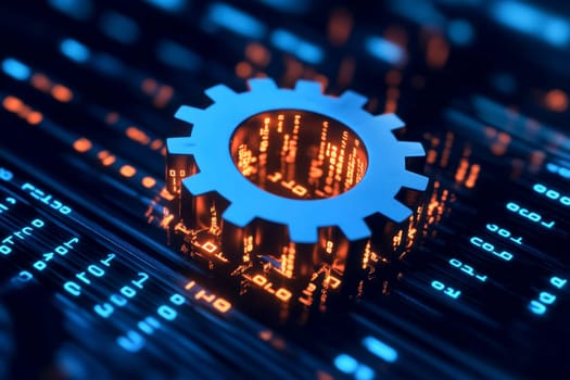 Close-up of metal gears, intricately connected to represent teamwork and machinery. The image should emphasize the precision and detail of the gears..