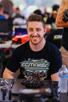 MELBOURNE, AUSTRALIA - NOVEMBER 22: Ryan Maker during practice in the 2024 Australian 1/10th Electric Radio Controlled Car National titles on 22nd November 2024