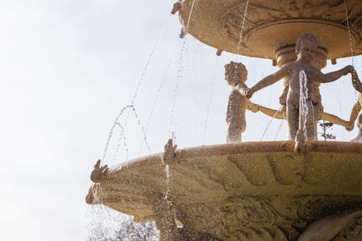MELBOURNE, AUSTRALIA - AUGUST 1, 2024: Exhibition Fountain detail in Carlton Gardens on a clear sunny winter's day in Melbourne Australia