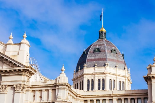 MELBOURNE, AUSTRALIA - AUGUST 1, 2024: Royal Exhibition Building in Carlton Gardens on a clear sunny winter's day in Melbourne Australia