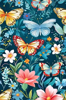 Dynamic composition of colorful butterflies intertwined with floral motifs, symbolizing transformation and beauty. Ideal for inspirational quotes, art prints, greeting cards, digital designs