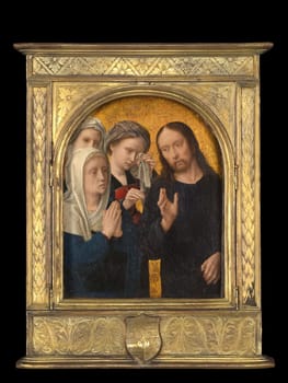 Christ Taking Leave of His Mother painting by Gerard David, depicting a tender farewell between Christ and Mary.