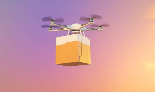 sky helicopter drone express aerial flying fly fast aircraft distribution logistic vehicle cargo air blue delivery technology shipment propeller robot. Generative AI.