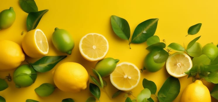 background fruit close-up isolated slice yellow lay creative bright natural freshness summer juice healthy lemon food fresh top vitamin color juicy. Generative AI.