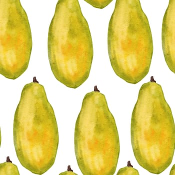 watercolor hand drawn seamless pattern illustration with tropical exotic ripe papaya fruit orange yellow healthy trendy food for vegan vegetarian diet for kitchen textile fabrics menu. trendy colorful tropical print