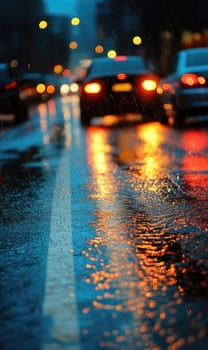 Cautious drive: vehicle carefully maneuvers on a slick road, illustrating the significance of maintaining control and awareness in adverse weather conditions to ensure safety and prevent accidents