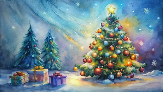 A beautifully decorated Christmas tree with ornaments, lights, and a festive gift.A classic Christmas scene with a beautifully decorated tree, elegant ornaments, and a warm, inviting atmosphere.Get ready for some Christmas fun! This festive tree is full of sparkle and joy.A special Christmas gift awaits under this beautifully decorated tree.The ornaments on this tree are simply stunning! They sparkle and shine, adding to the festive atmosphere.