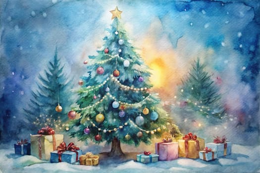 A beautifully decorated Christmas tree with ornaments, lights, and a festive gift.A classic Christmas scene with a beautifully decorated tree, elegant ornaments, and a warm, inviting atmosphere.Get ready for some Christmas fun! This festive tree is full of sparkle and joy.A special Christmas gift awaits under this beautifully decorated tree.The ornaments on this tree are simply stunning! They sparkle and shine, adding to the festive atmosphere.