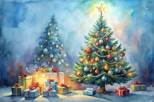 A beautifully decorated Christmas tree with ornaments, lights, and a festive gift.A classic Christmas scene with a beautifully decorated tree, elegant ornaments, and a warm, inviting atmosphere.Get ready for some Christmas fun! This festive tree is full of sparkle and joy.A special Christmas gift awaits under this beautifully decorated tree.The ornaments on this tree are simply stunning! They sparkle and shine, adding to the festive atmosphere.