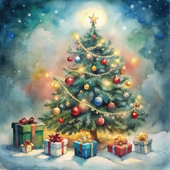 A beautifully decorated Christmas tree with ornaments, lights, and a festive gift.A classic Christmas scene with a beautifully decorated tree, elegant ornaments, and a warm, inviting atmosphere.Get ready for some Christmas fun! This festive tree is full of sparkle and joy.A special Christmas gift awaits under this beautifully decorated tree.The ornaments on this tree are simply stunning! They sparkle and shine, adding to the festive atmosphere.