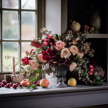 Beautiful bouquet of flowers in a vase. Floral arrangement