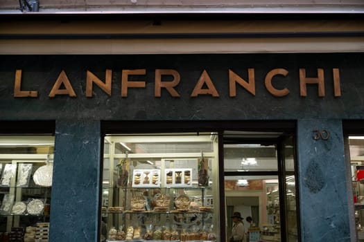 Cremona, Italy - November 20th 2024 Lanfranchi store in cremona, italy, showcasing traditional food products in a charming window display